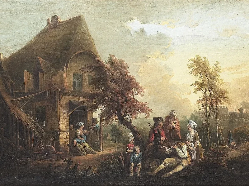 1739-Elias Martin - Paesaggio con casa e gruppo musicale